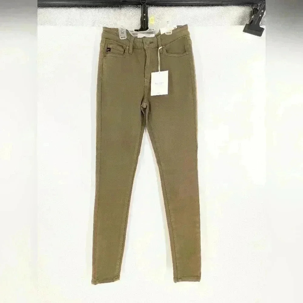 Kancan Women's Size 3/25 High Rise Super Skinny Olive Green Pants NWT